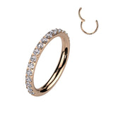 Single Titanium Hinged Segment Hypoallergenic Hoop w/ Paved CZ