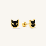 Midnight Cat Flat Back Earrings