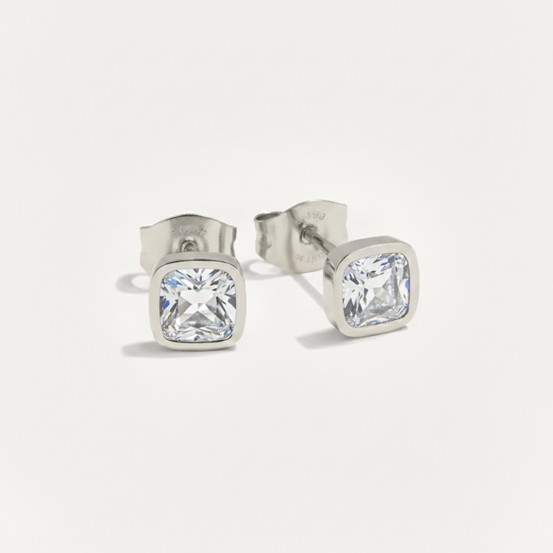 Cushion Birthstone Stud Earrings