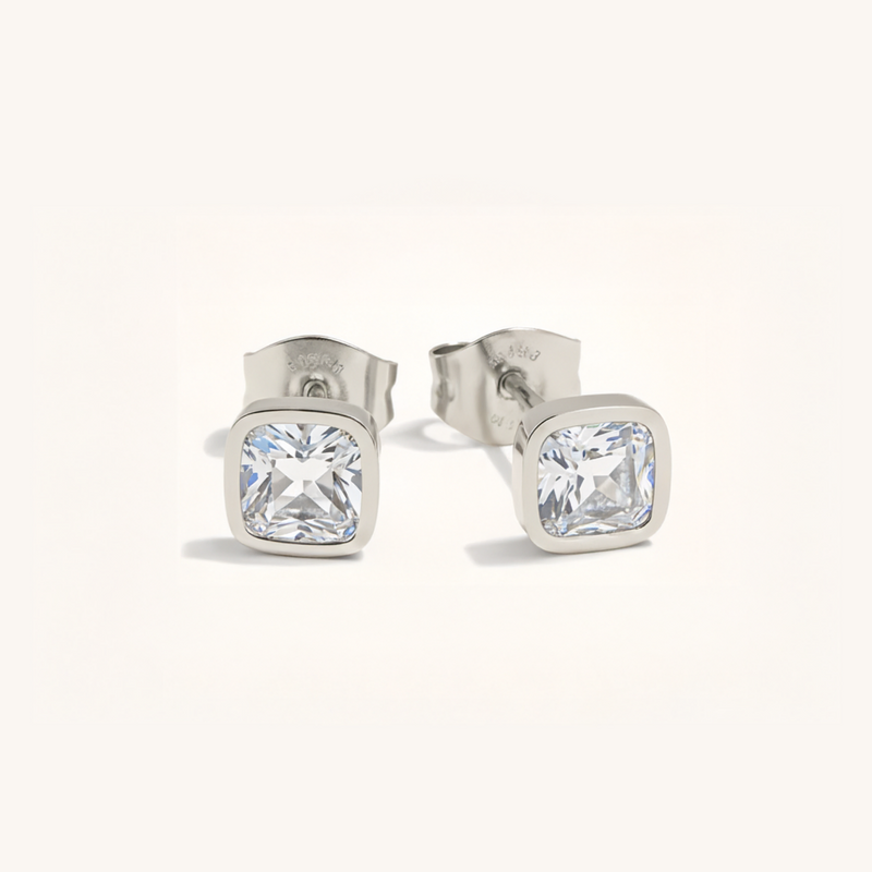 Cushion Birthstone Stud Earrings