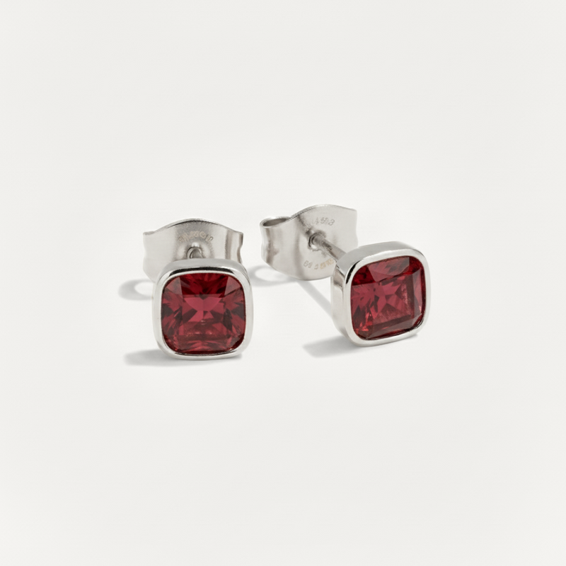 Cushion Birthstone Stud Earrings