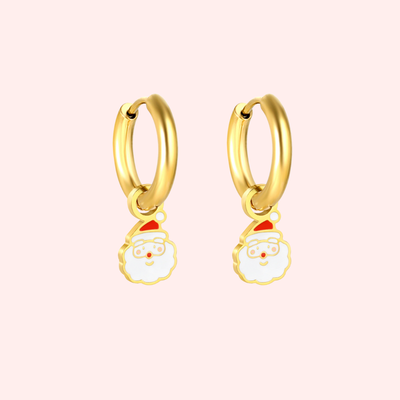 Father Christmas Charm Hoop Earrings