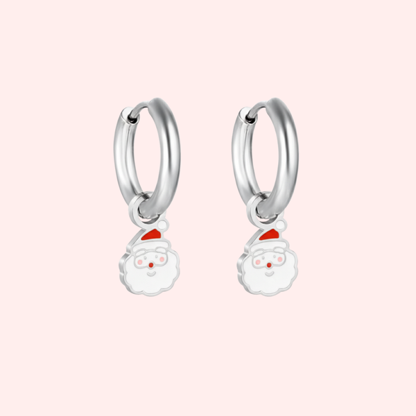 Father Christmas Charm Hoop Earrings