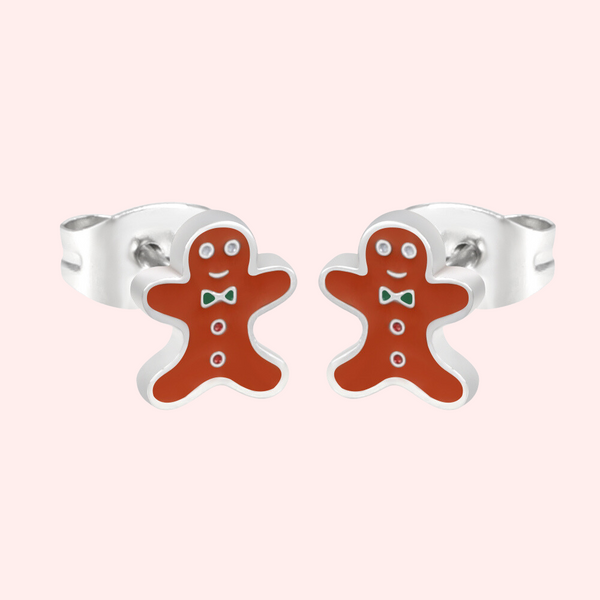 Gingerbread Man Hypoallergenic Christmas Earrings