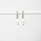 Cubic Zirconia Pearl Drop Hypoallergenic Huggie Earrings