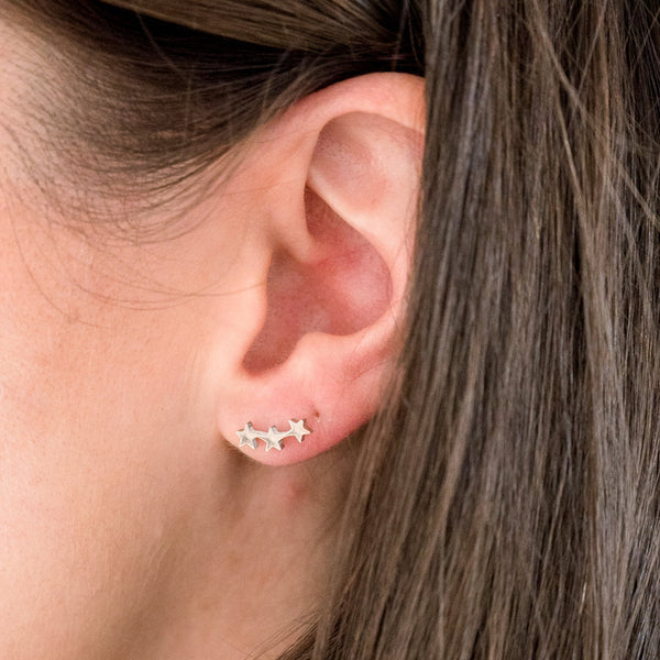 Triple Star Ear Climber Hypoallergenic Earrings