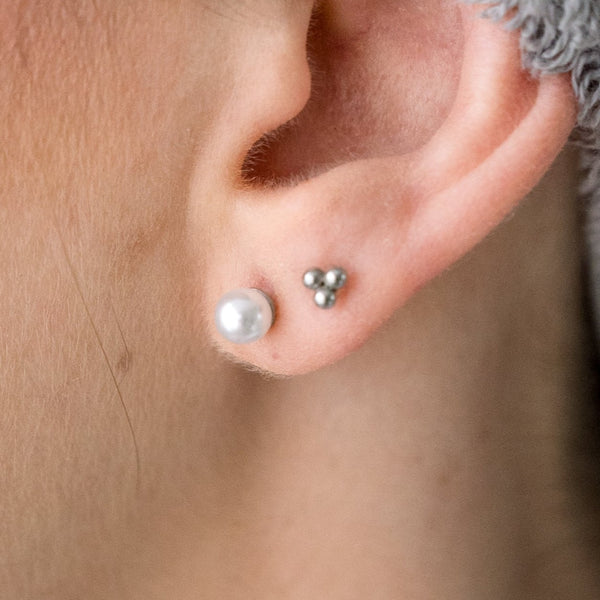 Classic White Pearl Bead Hypoallergenic Earrings