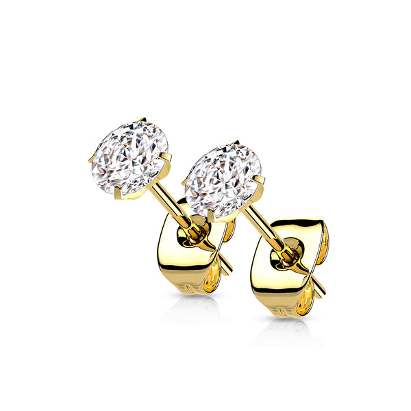 Titanium Prong Set Round CZ Hypoallergenic Earrings