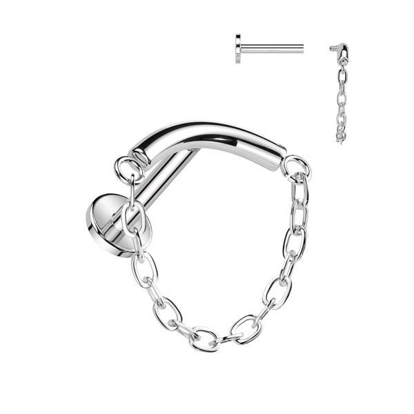 Titanium Internally Threaded Chain Linked Curved Top Labret