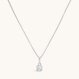 Silver Classic Cushion Stone Necklace with a cubic zirconia gemstone pendant.