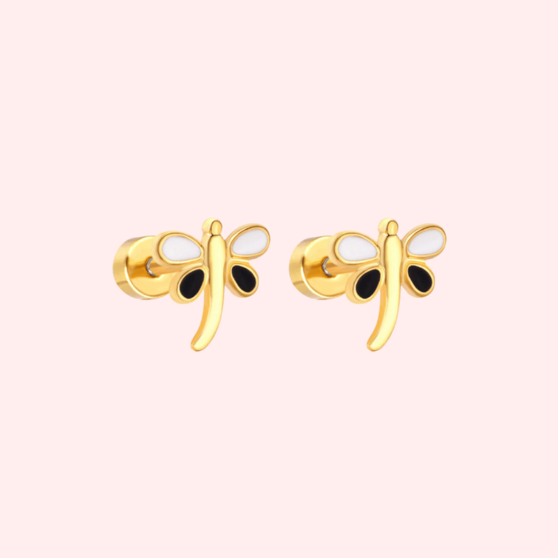 Dainty Dragon Fly Flat Back Earrings