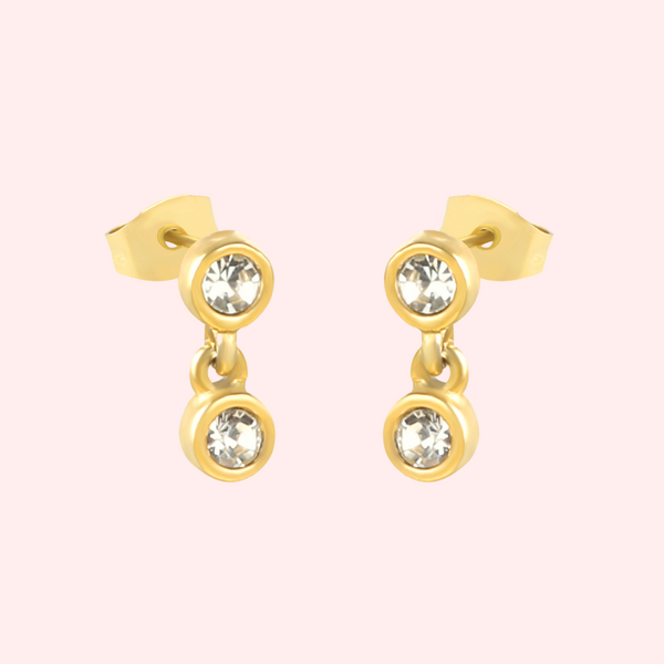 Double Bezel Set Drop Hypoallergenic Earring