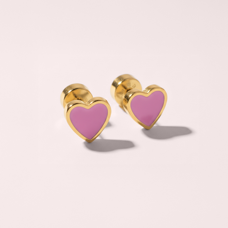 Kids Love Heart Flat Back Earrings