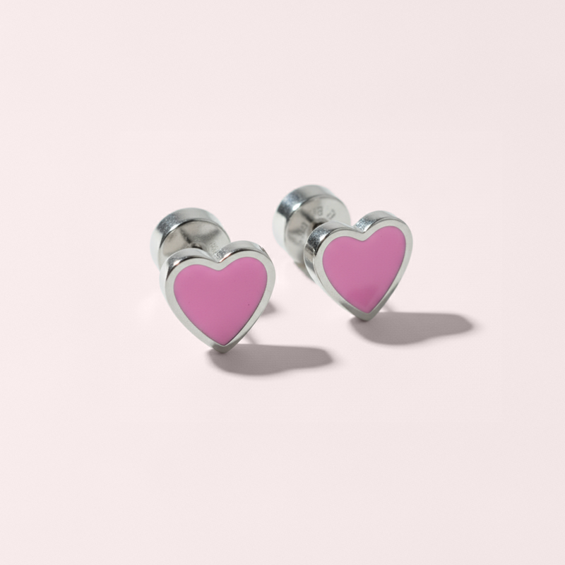 Kids Love Heart Flat Back Earrings