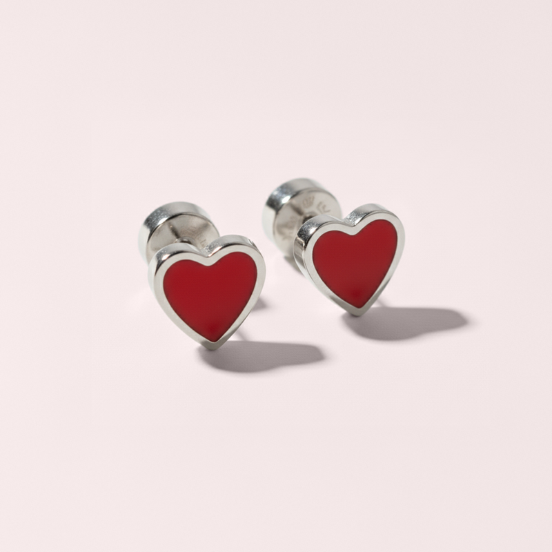 Kids Love Heart Flat Back Earrings