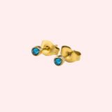Blue Alexandrite Bezel Set Hypoallergenic Stud Earrings - June
