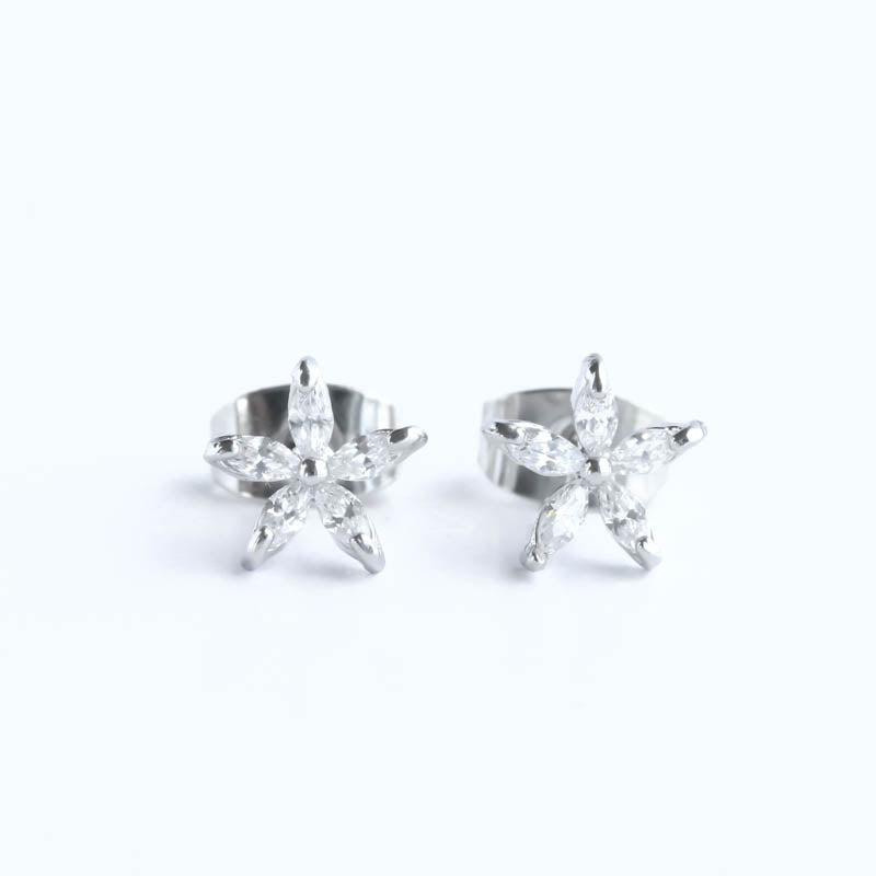 5 Marquise CZ Petal Flower Hypoallergenic Earrings