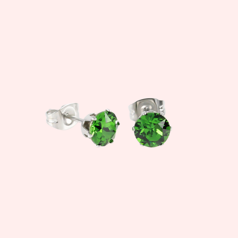 Fern Green Swarovski Crystal Hypoallergenic Earrings