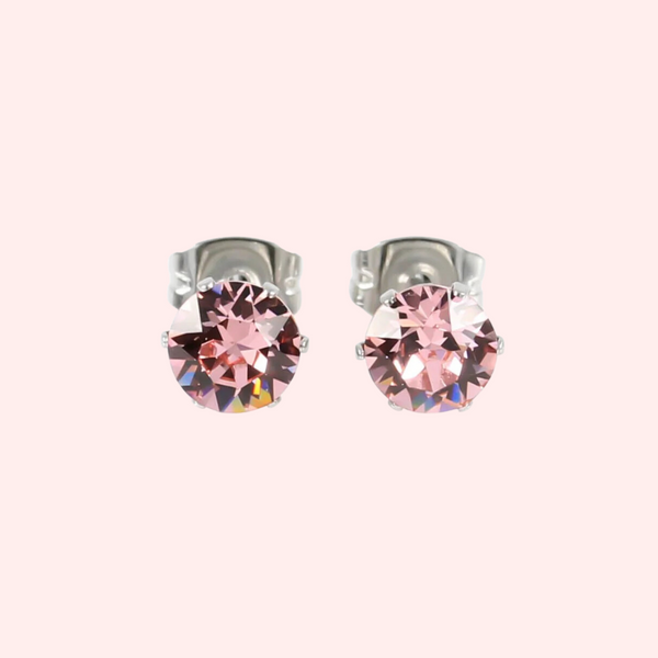 Light Rose Swarovski Crystal Hypoallergenic Earrings