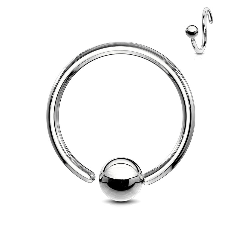 One Side Fixed Ball Ring 316L Surgical Steel. Perfectly Annealed.