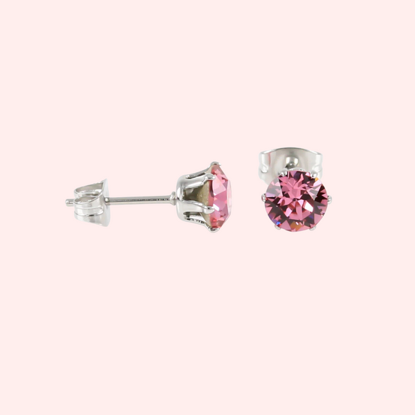 Rose Pink Swarovski Crystal Hypoallergenic Earrings