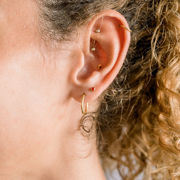 Ruby Bezel Set Hypoallergenic Stud Earrings - July