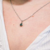 Emerald Bezel Set Hypoallergenic Necklace - May