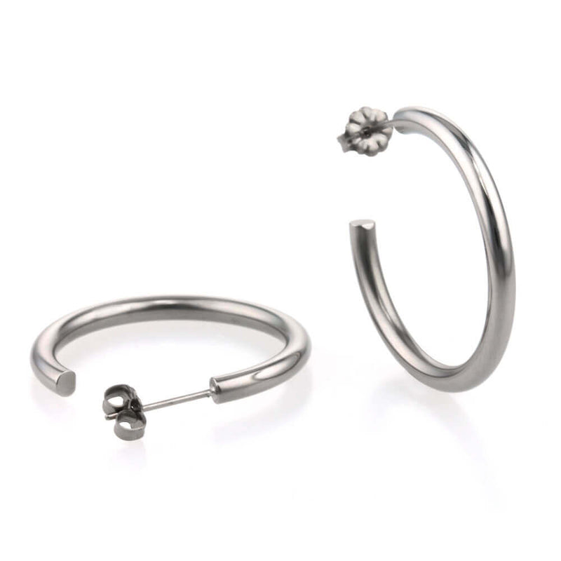 Large Round Hoop Titanium Hypoallergenic Earrings