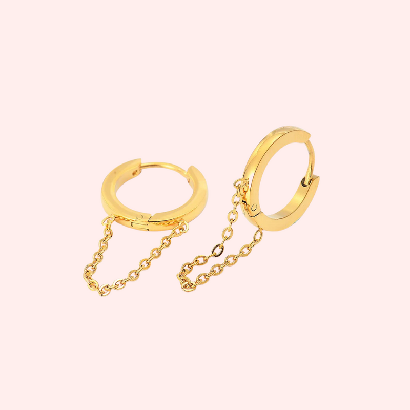 Chain Drop Huggie Hypoallergenic Earrings