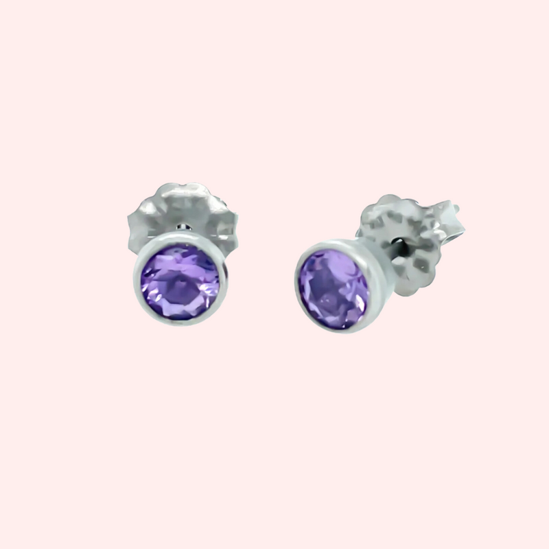 Gem Stone Titanium Stud Hypoallergenic Earrings