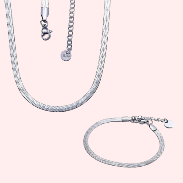 Snake Chain Necklace and Bracelet Set